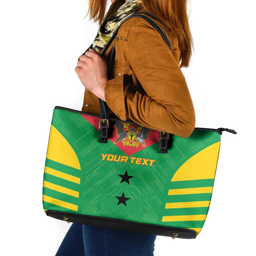 Custom Sao Tome and Principe Football Leather Tote Bag Go Champions - Green Ver