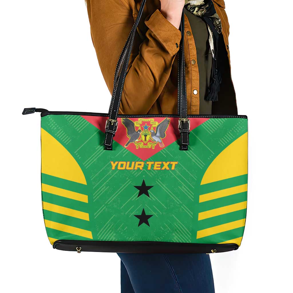 Custom Sao Tome and Principe Football Leather Tote Bag Go Champions - Green Ver