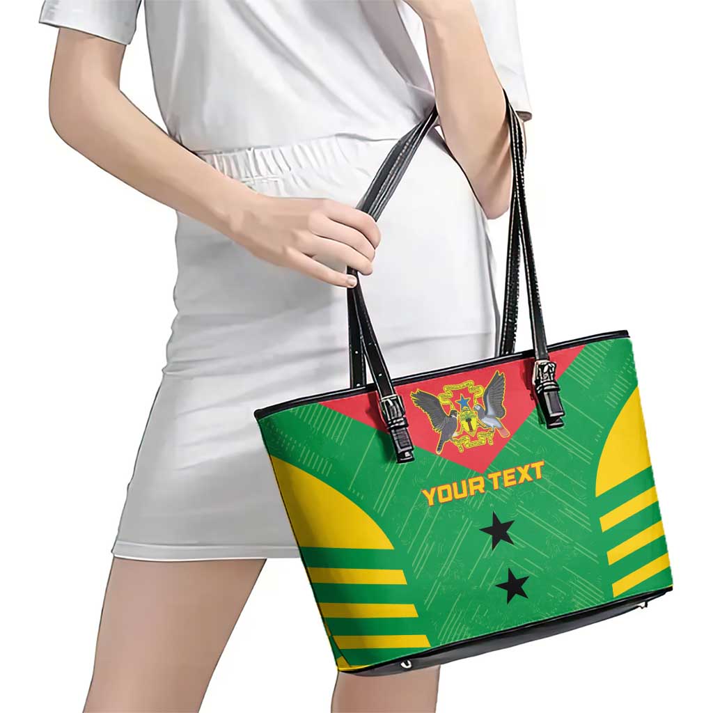 Custom Sao Tome and Principe Football Leather Tote Bag Go Champions - Green Ver