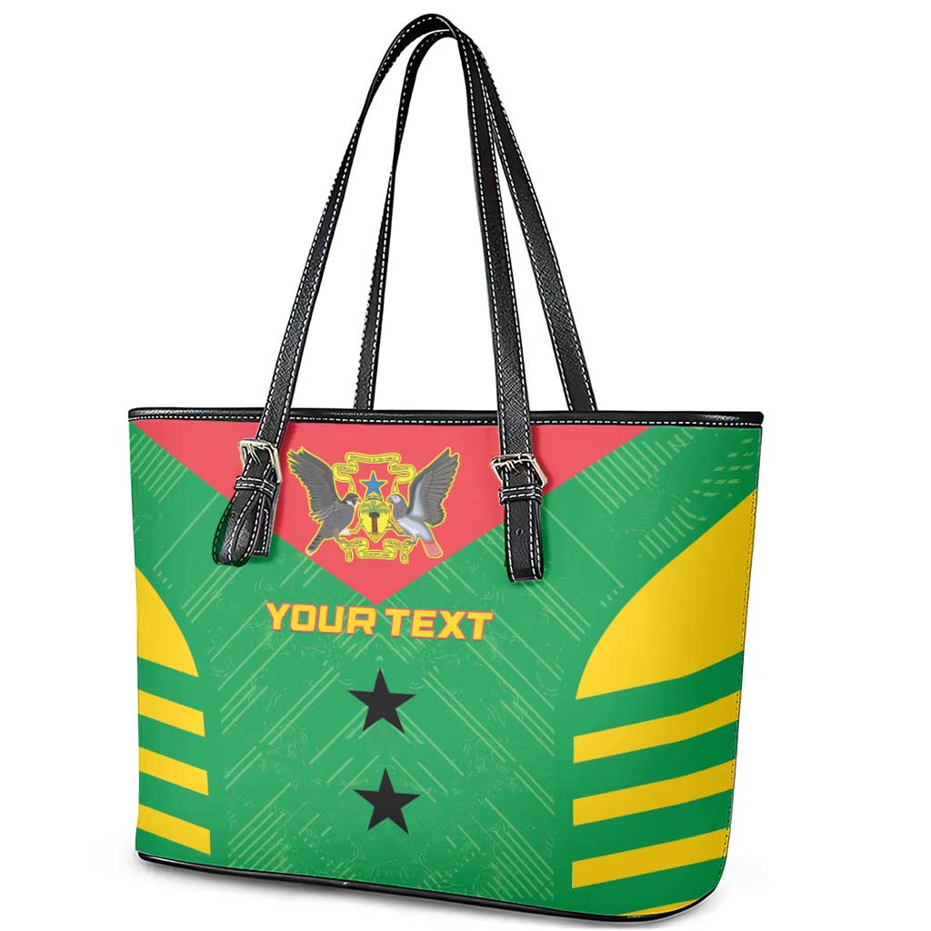 Custom Sao Tome and Principe Football Leather Tote Bag Go Champions - Green Ver
