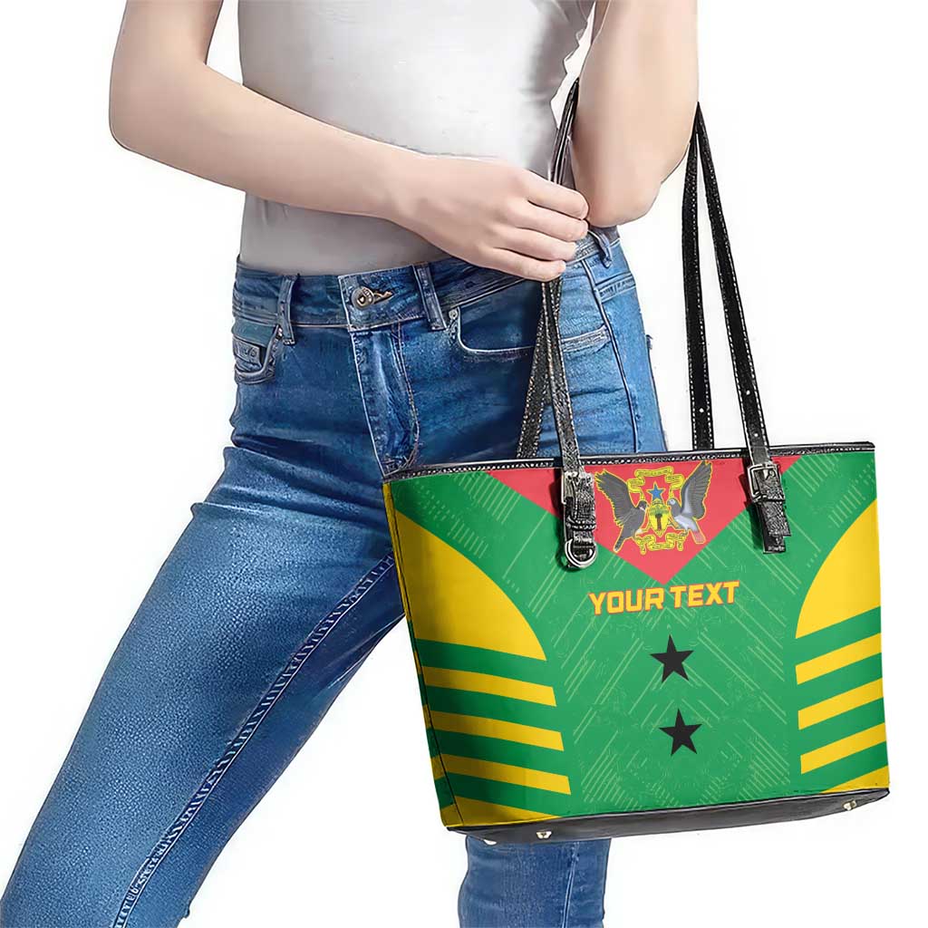 Custom Sao Tome and Principe Football Leather Tote Bag Go Champions - Green Ver