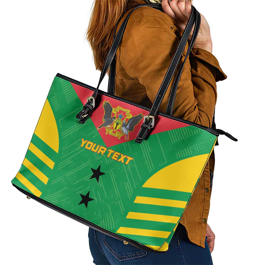 Custom Sao Tome and Principe Football Leather Tote Bag Go Champions - Green Ver