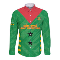Custom Sao Tome and Principe Football Long Sleeve Button Shirt Go Champions - Green Ver