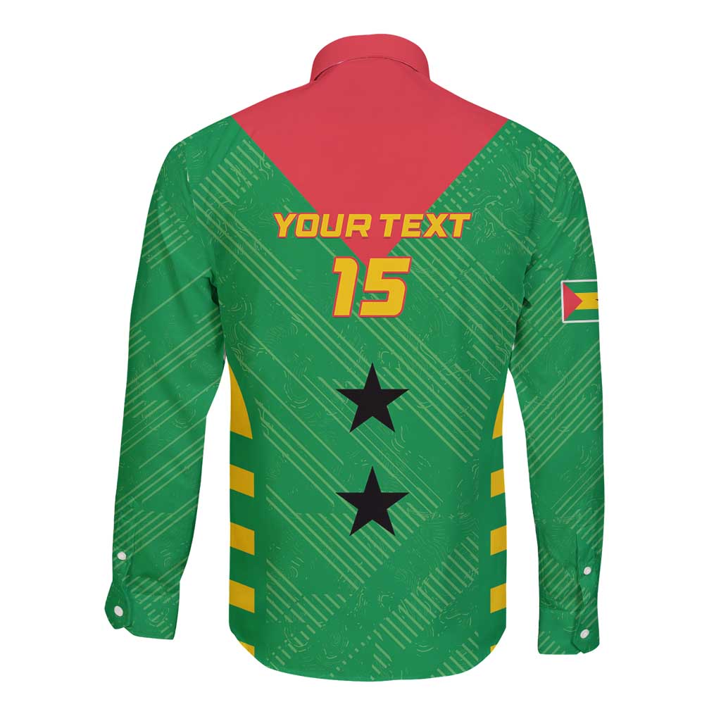 Custom Sao Tome and Principe Football Long Sleeve Button Shirt Go Champions - Green Ver