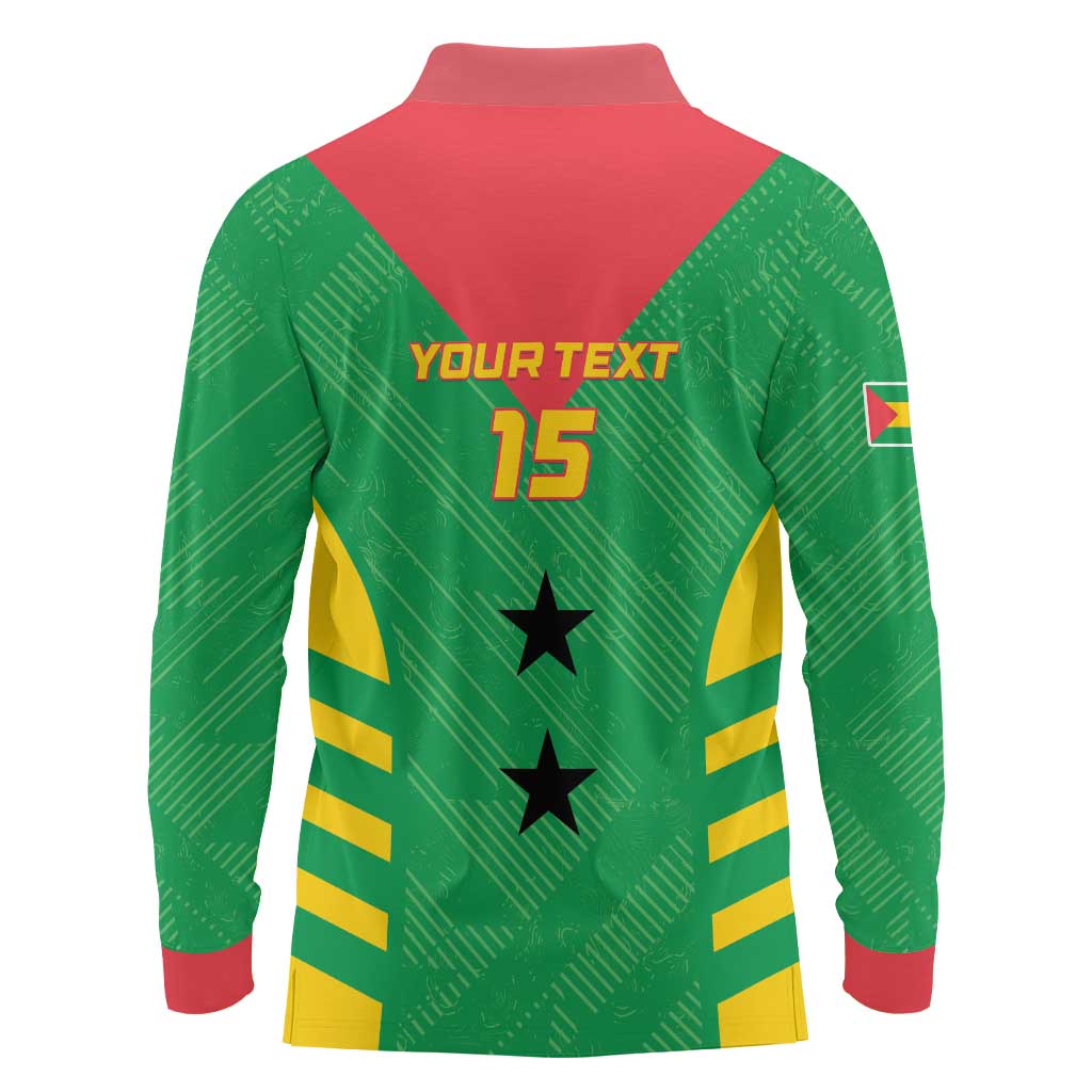 Custom Sao Tome and Principe Football Long Sleeve Polo Shirt Go Champions - Green Ver - Wonder Print Shop