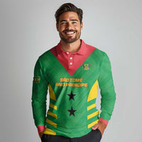 Custom Sao Tome and Principe Football Long Sleeve Polo Shirt Go Champions - Green Ver - Wonder Print Shop