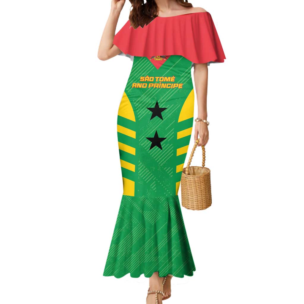 Custom Sao Tome and Principe Football Mermaid Dress Go Champions - Green Ver - Wonder Print Shop