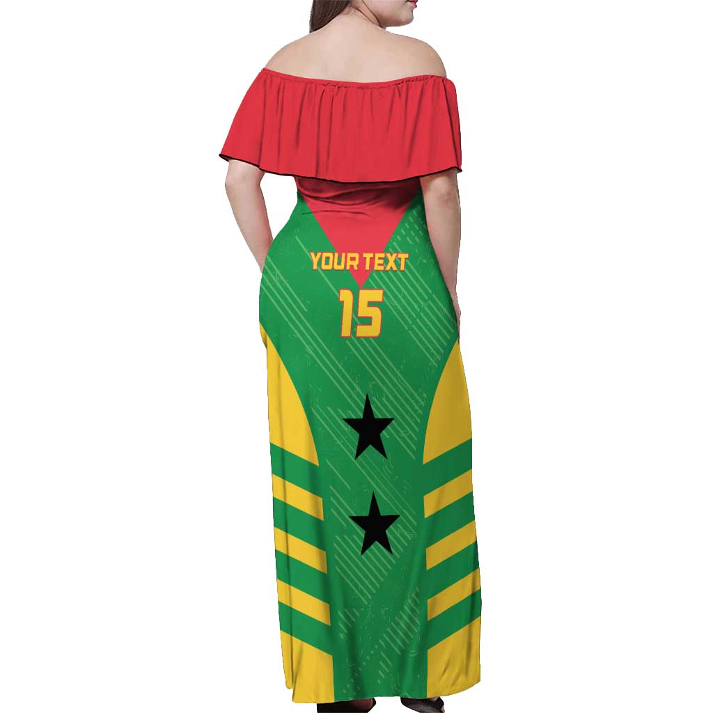 Custom Sao Tome and Principe Football Off Shoulder Maxi Dress Go Champions - Green Ver - Wonder Print Shop