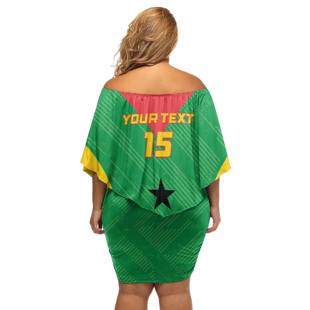 Custom Sao Tome and Principe Football Off Shoulder Short Dress Go Champions - Green Ver - Wonder Print Shop