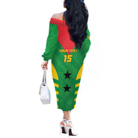 Custom Sao Tome and Principe Football Off The Shoulder Long Sleeve Dress Go Champions - Green Ver - Wonder Print Shop
