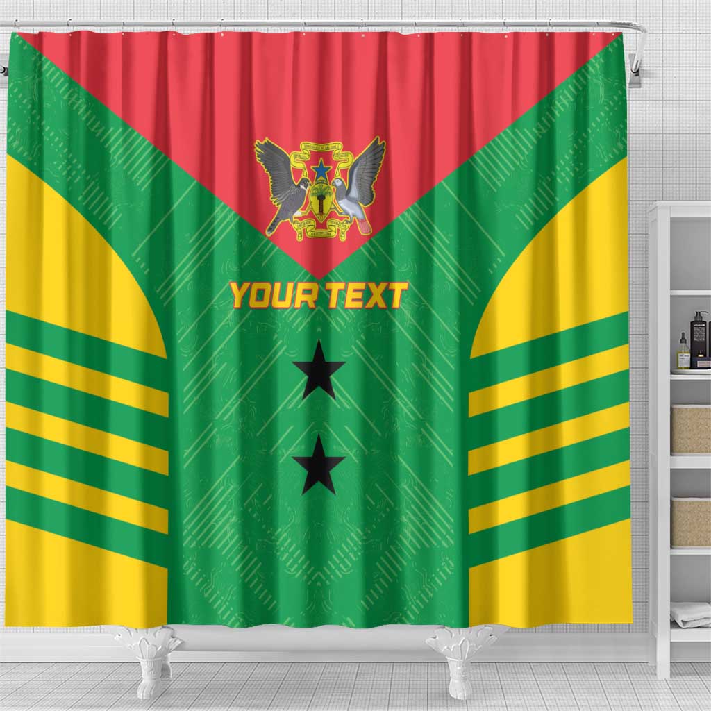 Custom Sao Tome and Principe Football Shower Curtain Go Champions - Green Ver - Wonder Print Shop