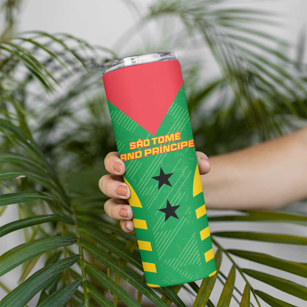 Custom Sao Tome and Principe Football Skinny Tumbler Go Champions - Green Color - Wonder Print Shop