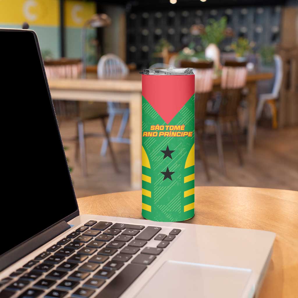 Custom Sao Tome and Principe Football Skinny Tumbler Go Champions - Green Color - Wonder Print Shop