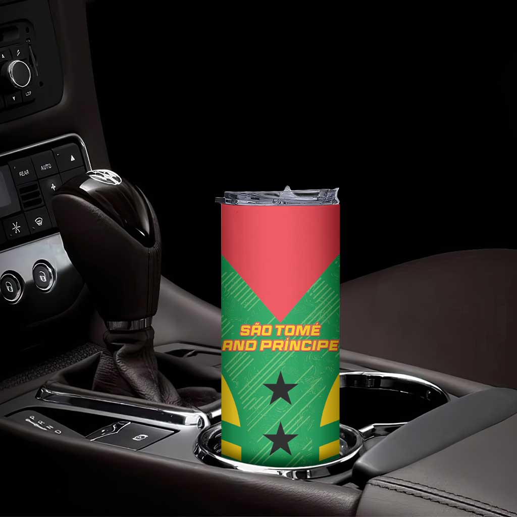 Custom Sao Tome and Principe Football Skinny Tumbler Go Champions - Green Color - Wonder Print Shop