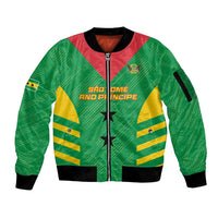 Custom Sao Tome and Principe Football Sleeve Zip Bomber Jacket Go Champions - Green Ver - Wonder Print Shop