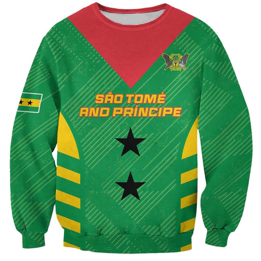 Custom Sao Tome and Principe Football Sweatshirt Go Champions - Green Ver - Wonder Print Shop