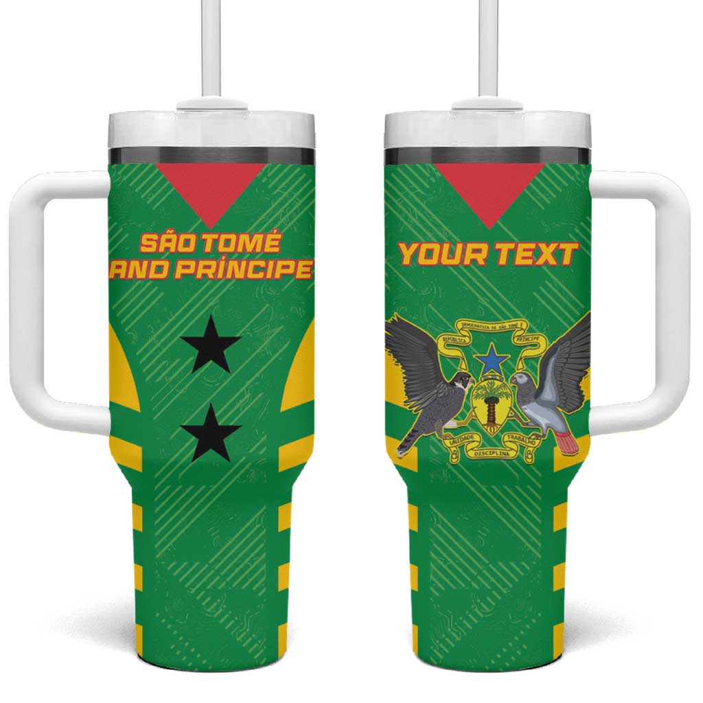 Custom Sao Tome and Principe Football Tumbler With Handle Go Champions - Green Color - Wonder Print Shop