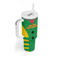 Custom Sao Tome and Principe Football Tumbler With Handle Go Champions - Green Color - Wonder Print Shop