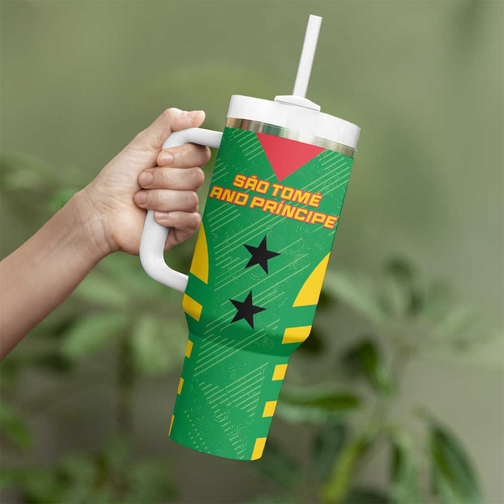 Custom Sao Tome and Principe Football Tumbler With Handle Go Champions - Green Color - Wonder Print Shop