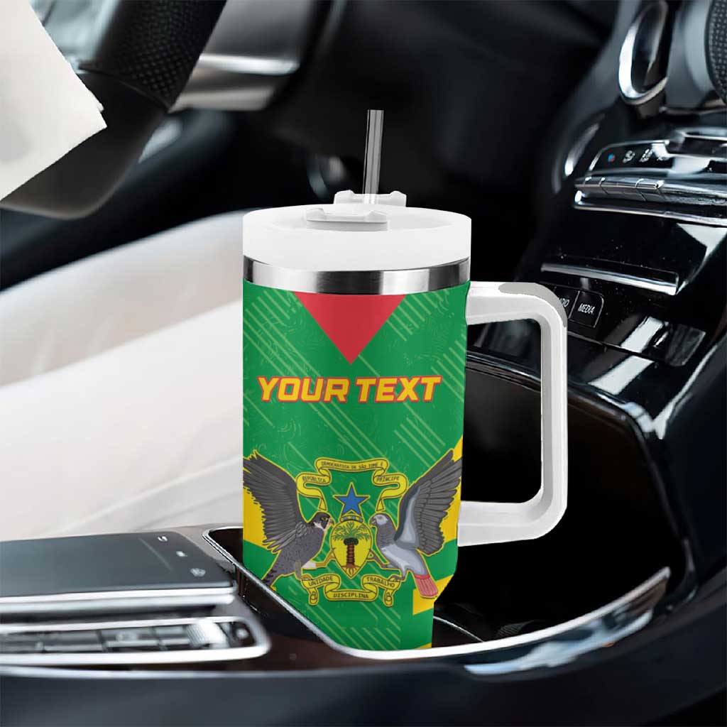 Custom Sao Tome and Principe Football Tumbler With Handle Go Champions - Green Color - Wonder Print Shop