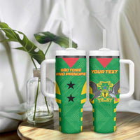 Custom Sao Tome and Principe Football Tumbler With Handle Go Champions - Green Color - Wonder Print Shop