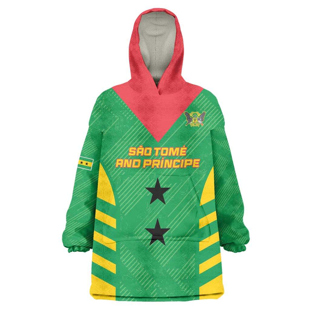 Custom Sao Tome and Principe Football Wearable Blanket Hoodie Go Champions - Green Ver - Wonder Print Shop