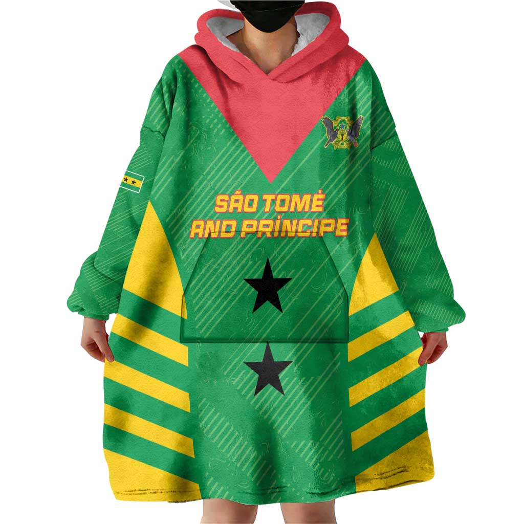 Custom Sao Tome and Principe Football Wearable Blanket Hoodie Go Champions - Green Ver - Wonder Print Shop