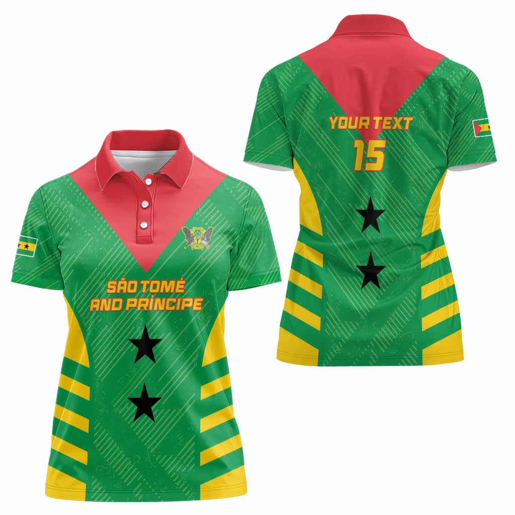 Custom Sao Tome and Principe Football Women Polo Shirt Go Champions - Green Ver - Wonder Print Shop