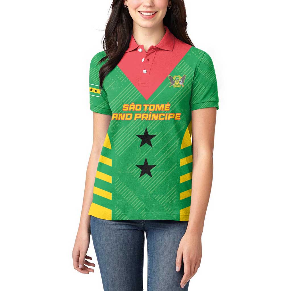 Custom Sao Tome and Principe Football Women Polo Shirt Go Champions - Green Ver - Wonder Print Shop