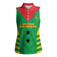Custom Sao Tome and Principe Football Women Sleeveless Polo Shirt Go Champions - Green Ver - Wonder Print Shop