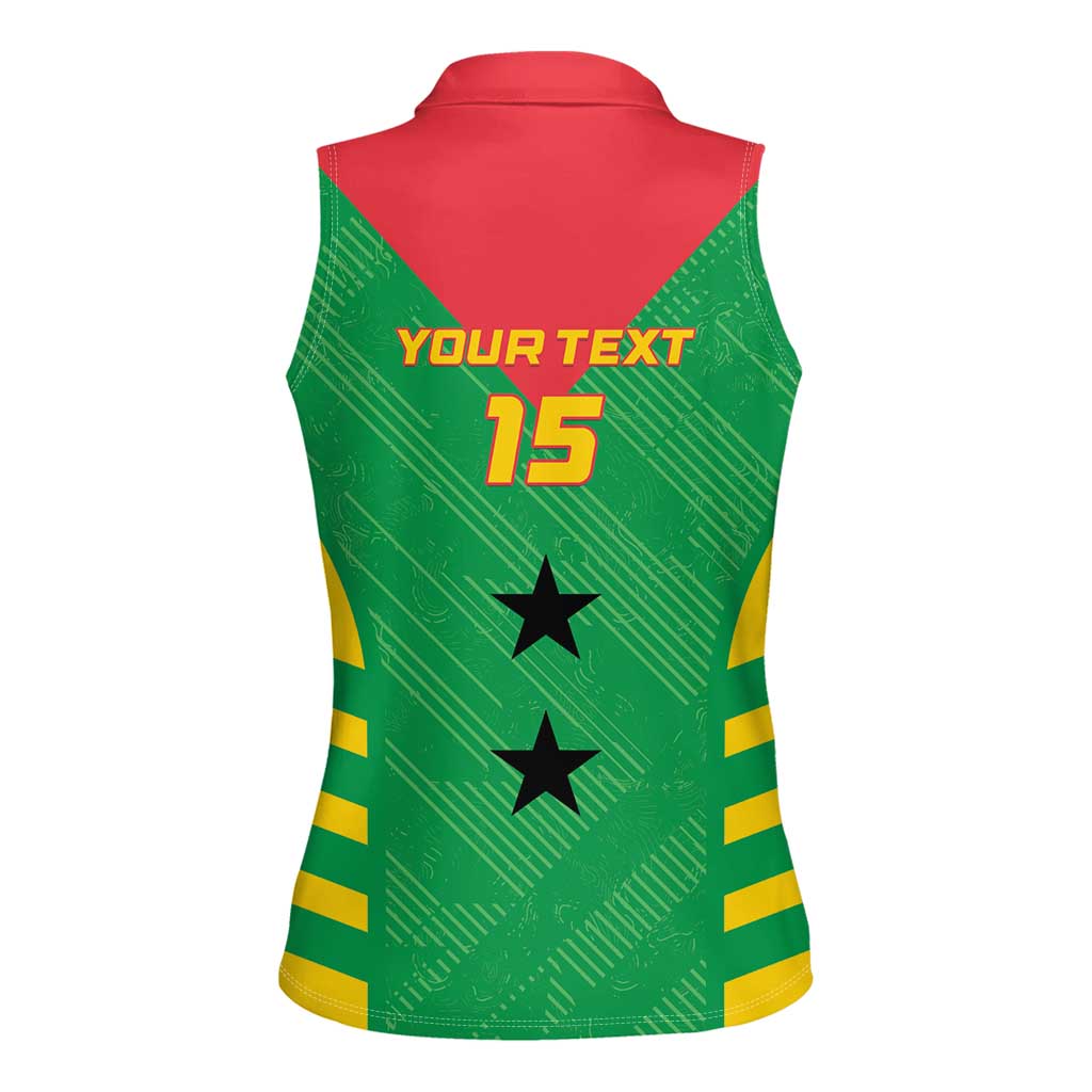 Custom Sao Tome and Principe Football Women Sleeveless Polo Shirt Go Champions - Green Ver - Wonder Print Shop