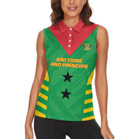 Custom Sao Tome and Principe Football Women Sleeveless Polo Shirt Go Champions - Green Ver - Wonder Print Shop