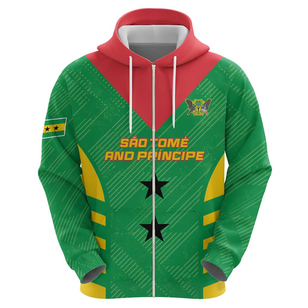 Custom Sao Tome and Principe Football Zip Hoodie Go Champions - Green Ver - Wonder Print Shop