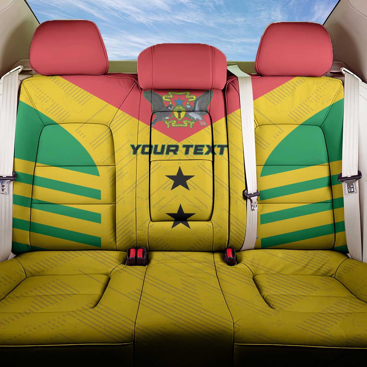 Custom Sao Tome and Principe Football Back Car Seat Cover Go Champions - Yellow Ver - Wonder Print Shop