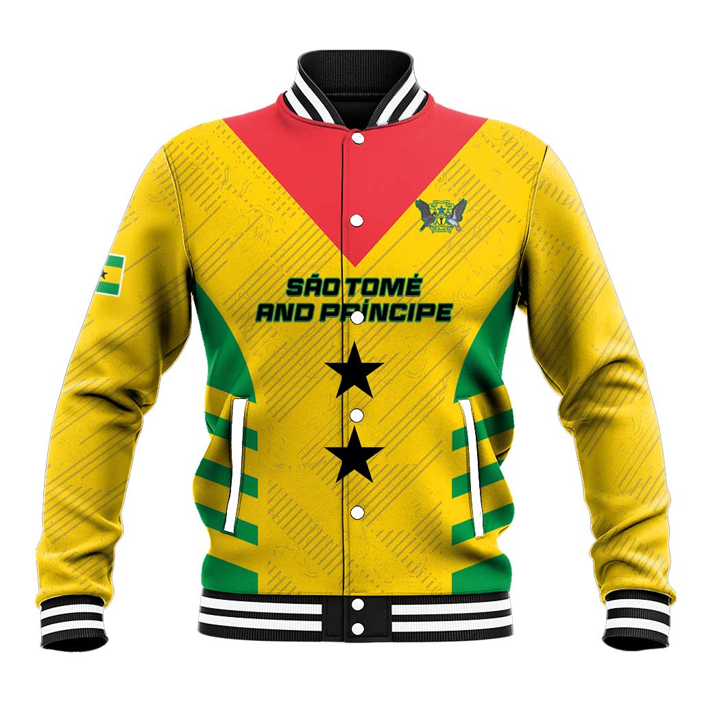 Custom Sao Tome and Principe Football Baseball Jacket Go Champions - Yellow Ver - Wonder Print Shop