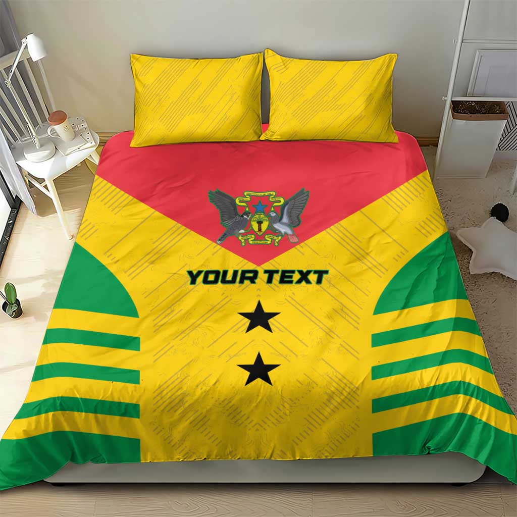 Custom Sao Tome and Principe Football Bedding Set Go Champions - Yellow Ver - Wonder Print Shop