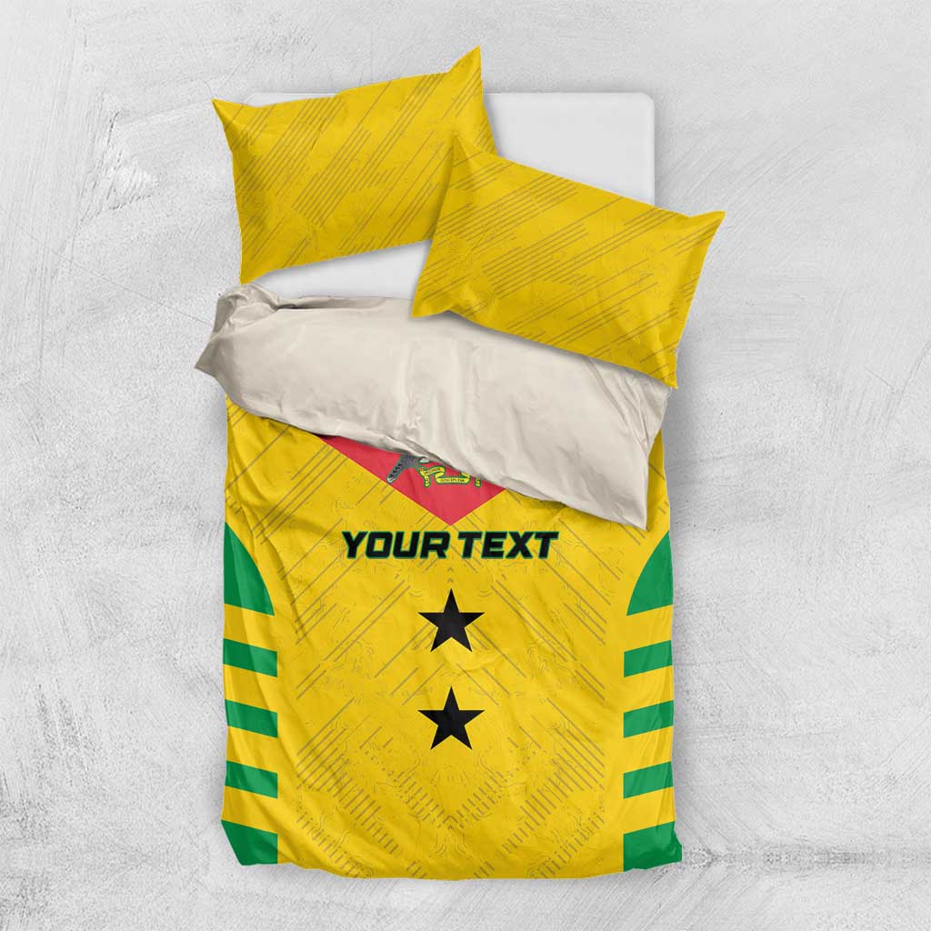 Custom Sao Tome and Principe Football Bedding Set Go Champions - Yellow Ver - Wonder Print Shop