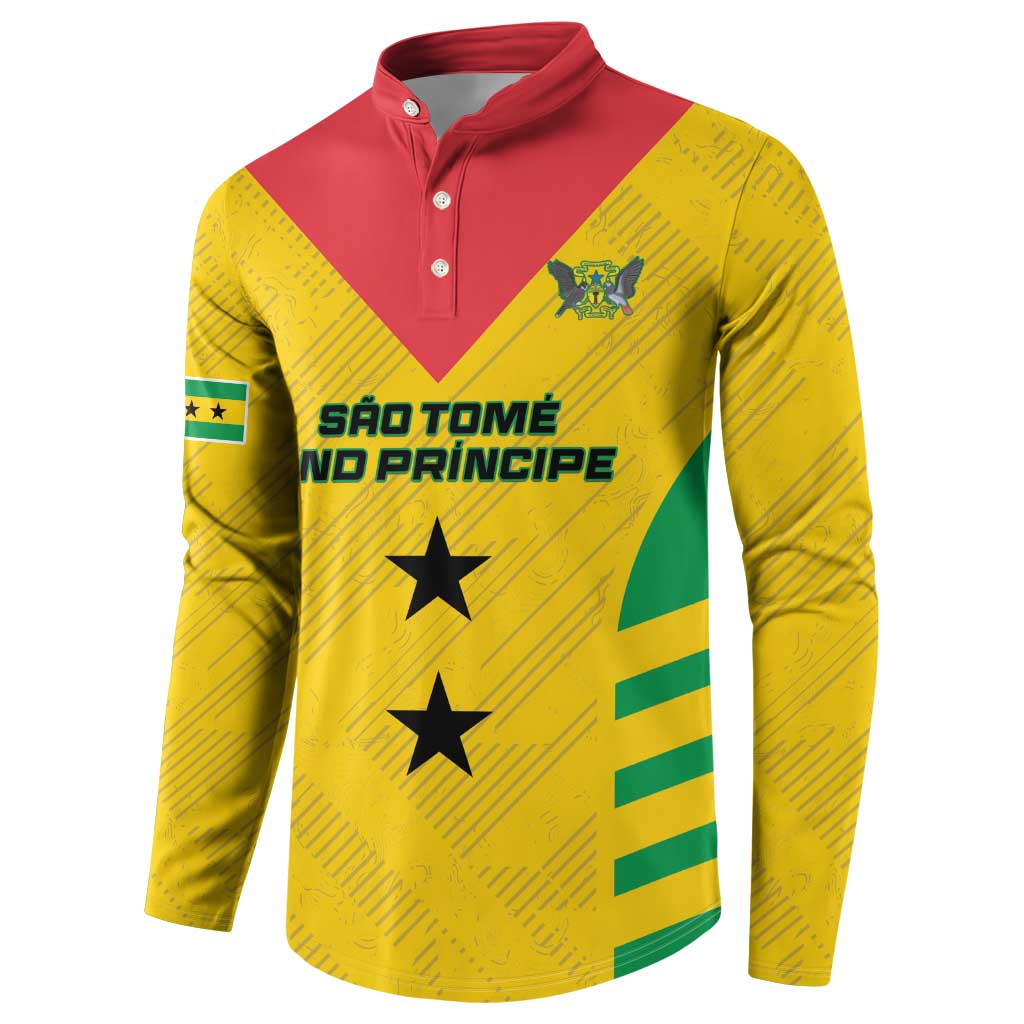 Custom Sao Tome and Principe Football Button Sweatshirt Go Champions - Yellow Ver - Wonder Print Shop