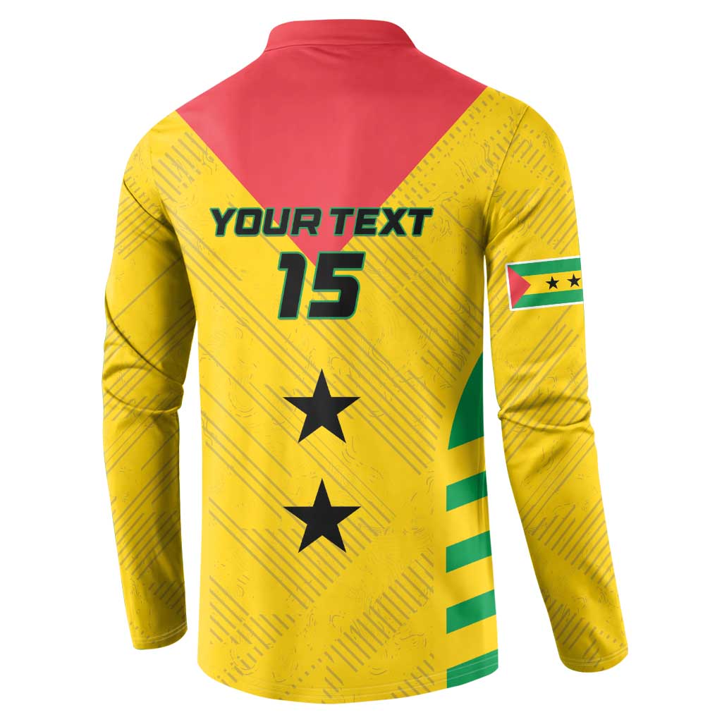 Custom Sao Tome and Principe Football Button Sweatshirt Go Champions - Yellow Ver - Wonder Print Shop