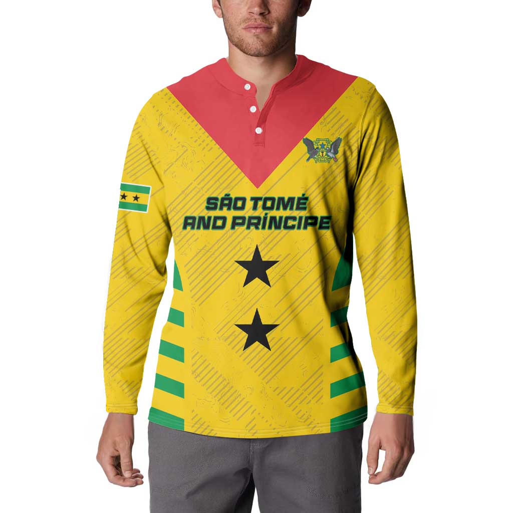 Custom Sao Tome and Principe Football Button Sweatshirt Go Champions - Yellow Ver - Wonder Print Shop