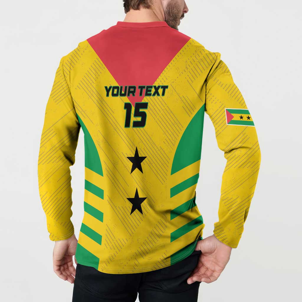 Custom Sao Tome and Principe Football Button Sweatshirt Go Champions - Yellow Ver - Wonder Print Shop