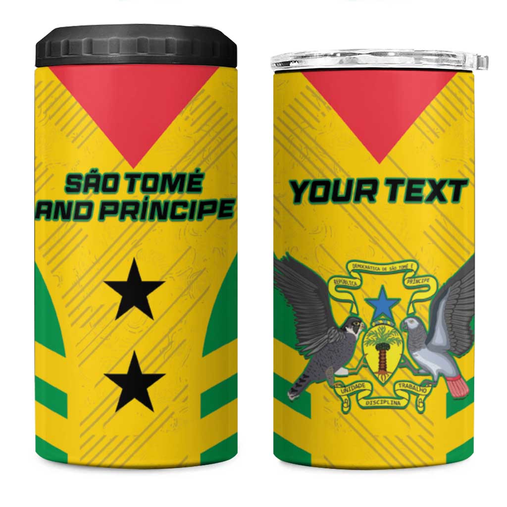 Custom Sao Tome and Principe Football 4 in 1 Can Cooler Tumbler Go Champions - Yellow Color