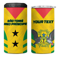 Custom Sao Tome and Principe Football 4 in 1 Can Cooler Tumbler Go Champions - Yellow Color