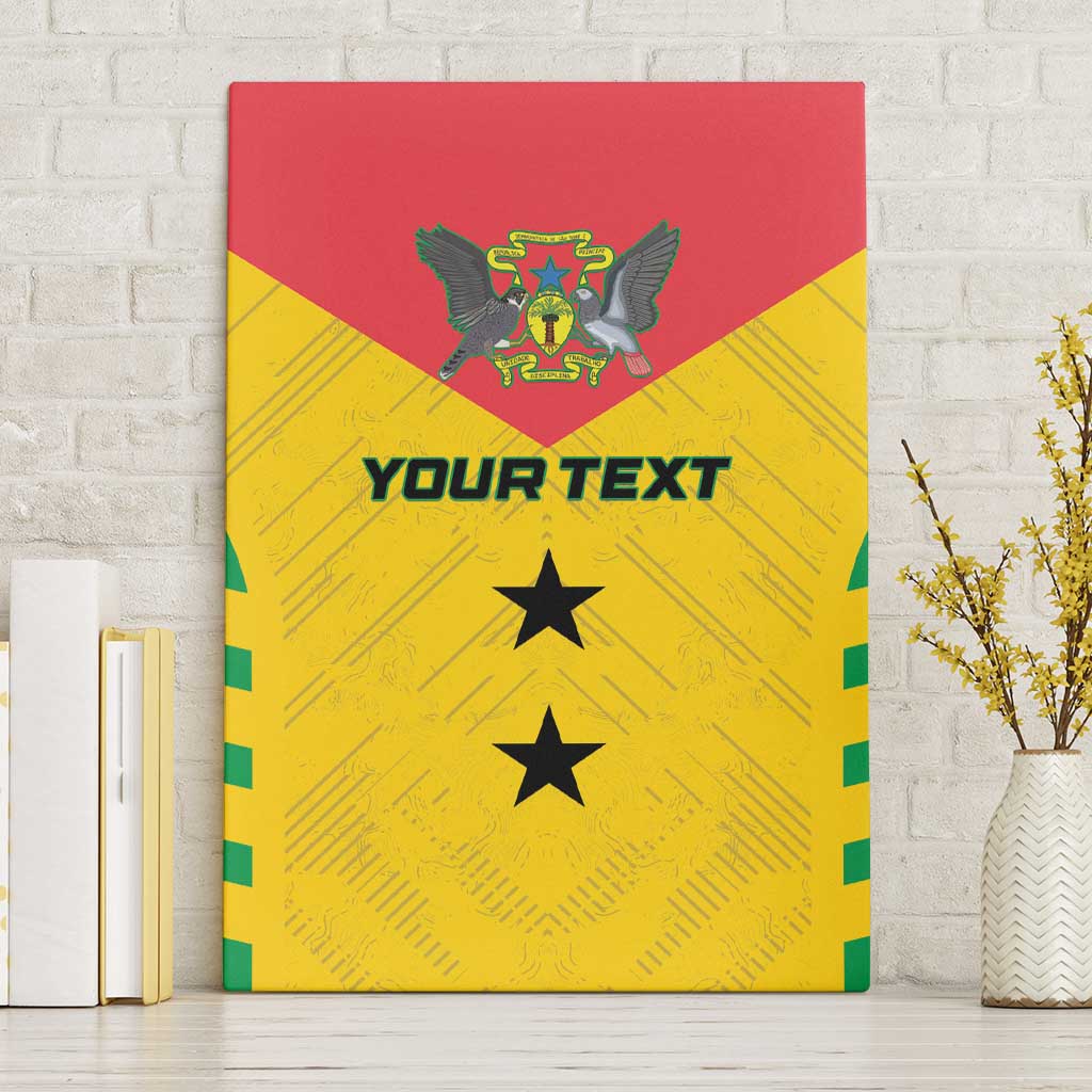 Custom Sao Tome and Principe Football Canvas Wall Art Go Champions - Yellow Ver - Wonder Print Shop