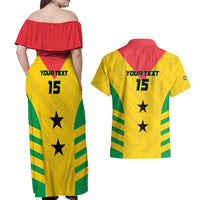 Custom Sao Tome and Principe Football Couples Matching Off Shoulder Maxi Dress and Hawaiian Shirt Go Champions - Yellow Ver