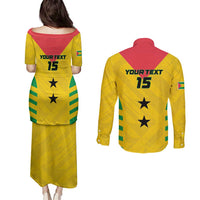 Custom Sao Tome and Principe Football Couples Matching Puletasi and Long Sleeve Button Shirt Go Champions - Yellow Ver