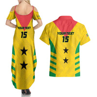 Custom Sao Tome and Principe Football Couples Matching Summer Maxi Dress and Hawaiian Shirt Go Champions - Yellow Ver