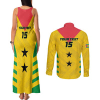 Custom Sao Tome and Principe Football Couples Matching Tank Maxi Dress and Long Sleeve Button Shirt Go Champions - Yellow Ver