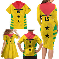 Custom Sao Tome and Principe Football Family Matching Long Sleeve Bodycon Dress and Hawaiian Shirt Go Champions - Yellow Ver - Wonder Print Shop