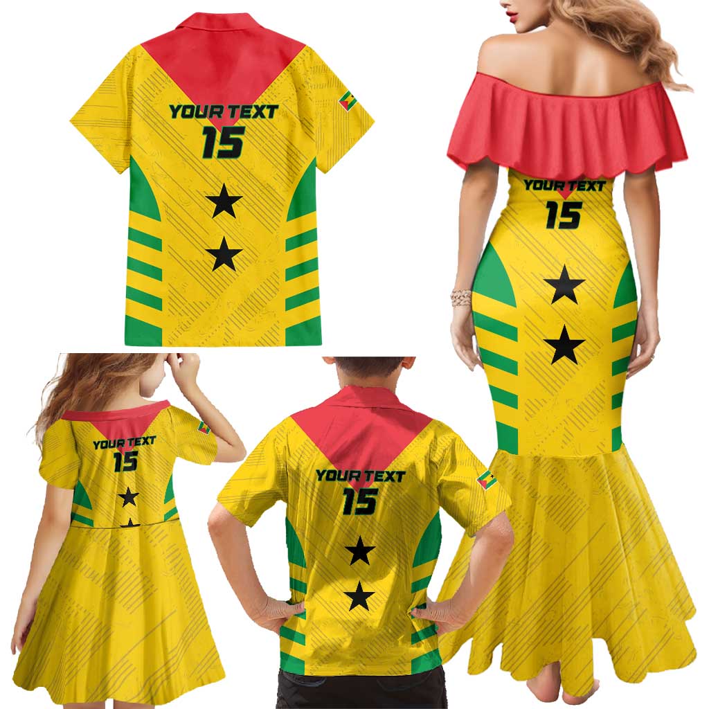 Custom Sao Tome and Principe Football Family Matching Mermaid Dress and Hawaiian Shirt Go Champions - Yellow Ver - Wonder Print Shop